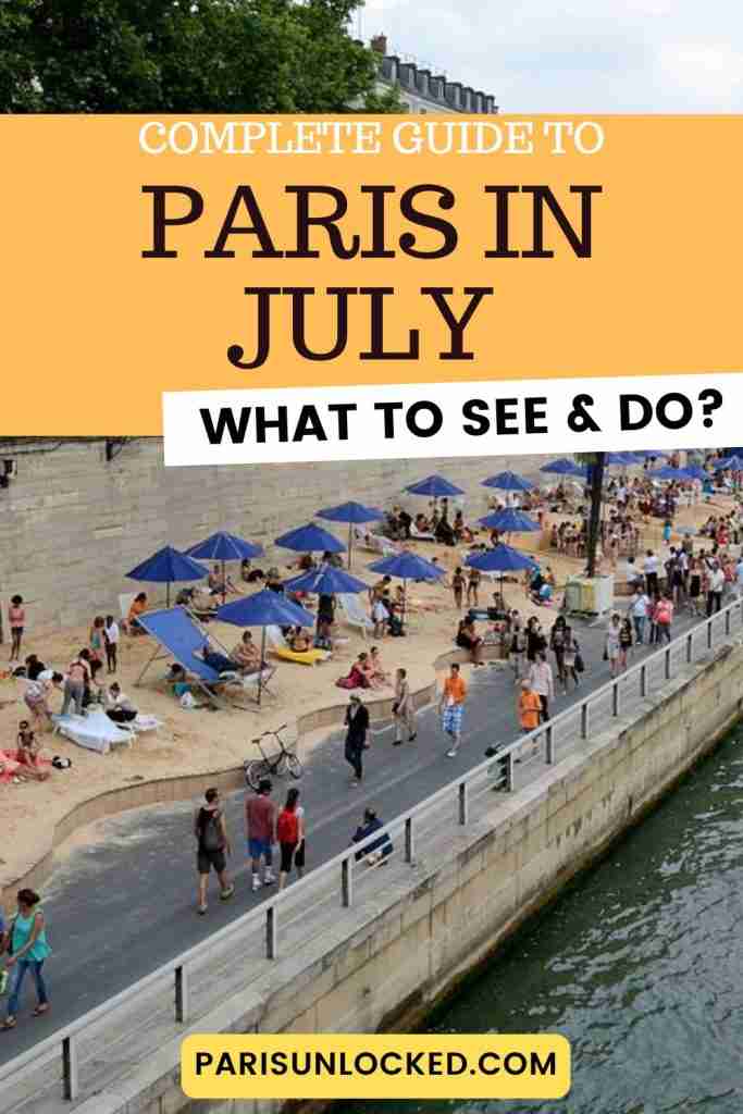 What to see & do in July in Paris? A pinterest pin 