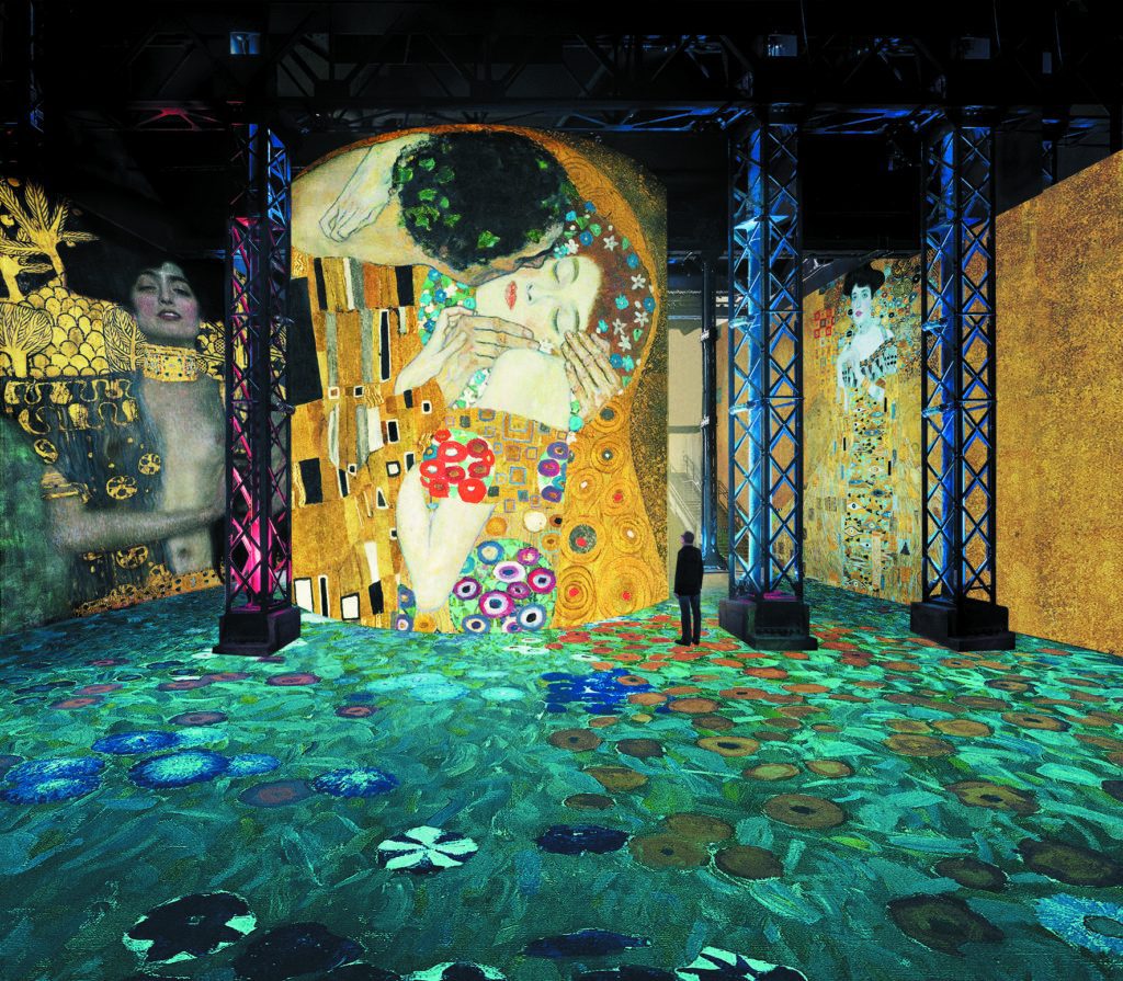 The immersive Klimt and Viennese artists show at the Atelier des Lumieres in Paris, France