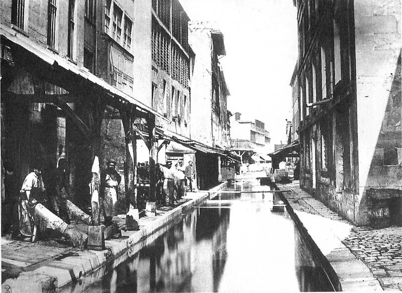 Tanneries along the Bièvre river in Paris, late 19th-century. Charles Marville/public domain
